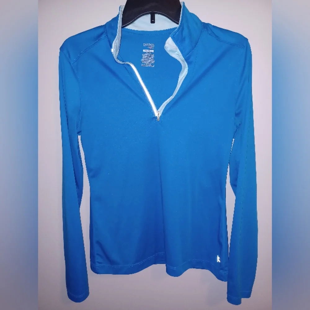 Danskin Now Women's Blue Quarter-Zip Top Pullover - Picture 3 of 4